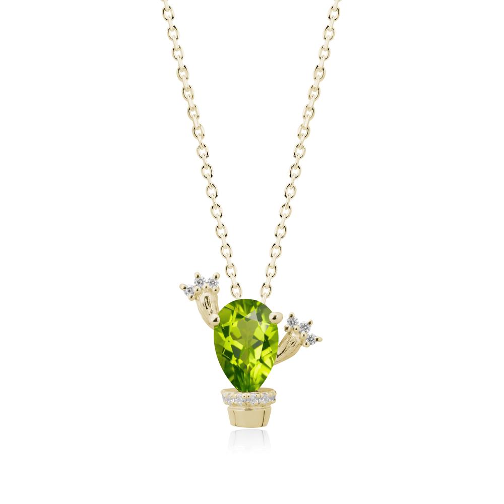 Pear Shaped Peridot Cactus Pendant - LUO Jewelry #metal_14k yellow gold