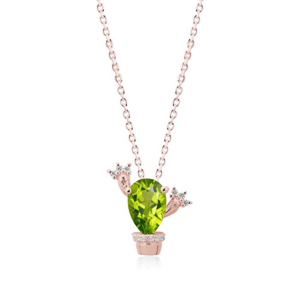 Pear Shaped Peridot Cactus Pendant - LUO Jewelry #metal_18k rose gold
