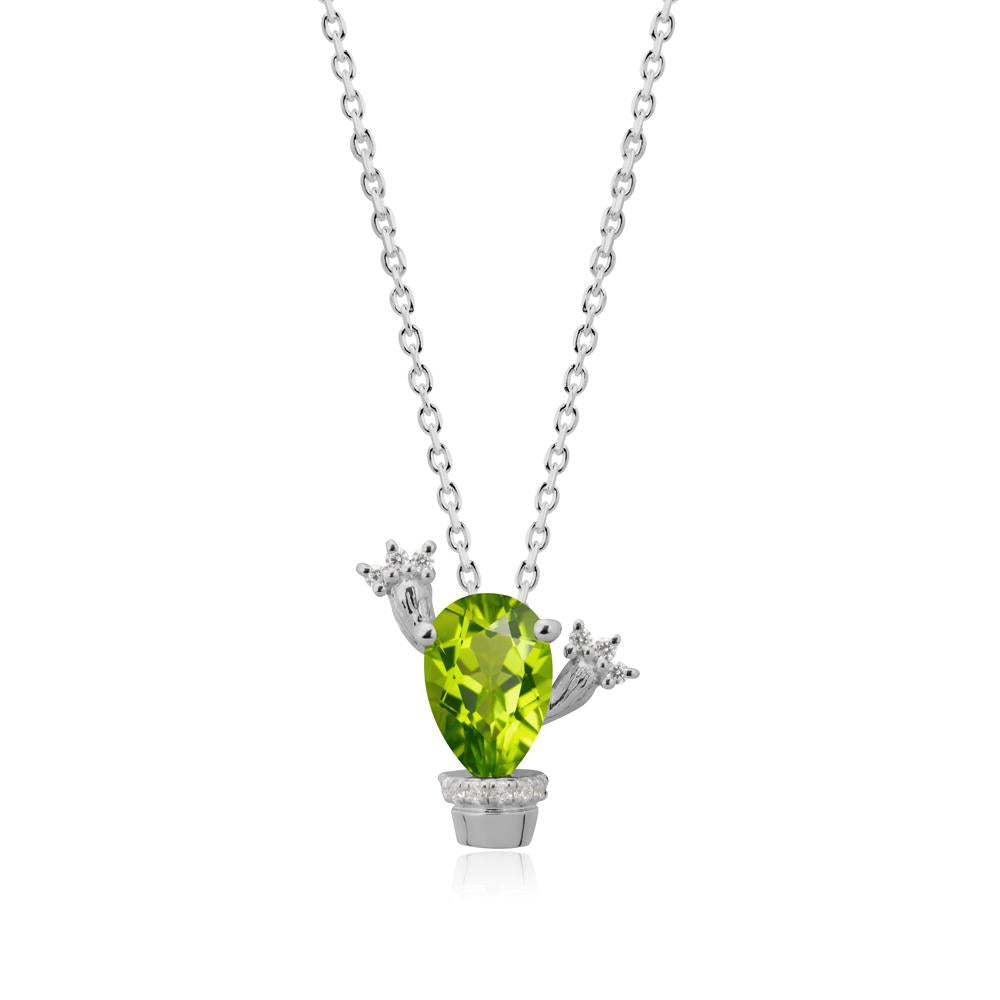 Pear Shaped Peridot Cactus Pendant - LUO Jewelry #metal_platinum