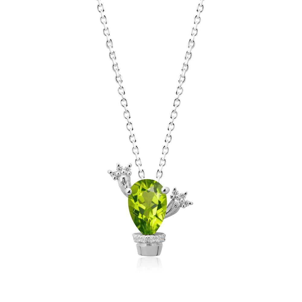 Pear Shaped Peridot Cactus Pendant - LUO Jewelry #metal_sterling silver