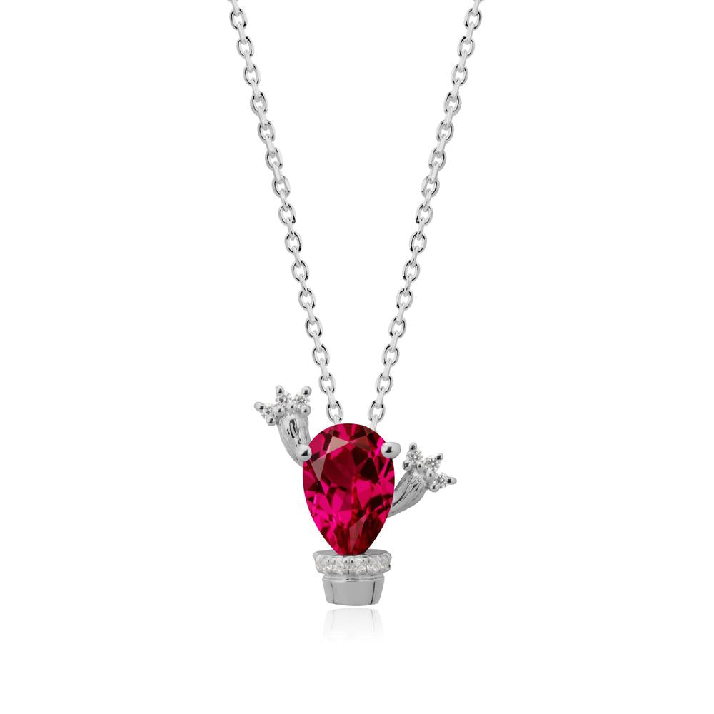 Unique Potted Plant Theme Ruby Pendant Necklace - LUO Jewelry #metal_platinum