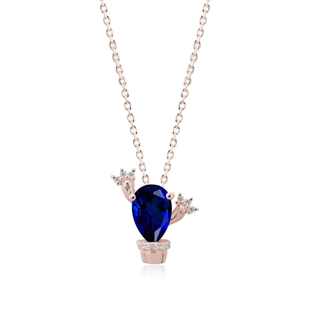 Pear Shaped Sapphire Cactus Pendant - LUO Jewelry #metal_14k rose gold