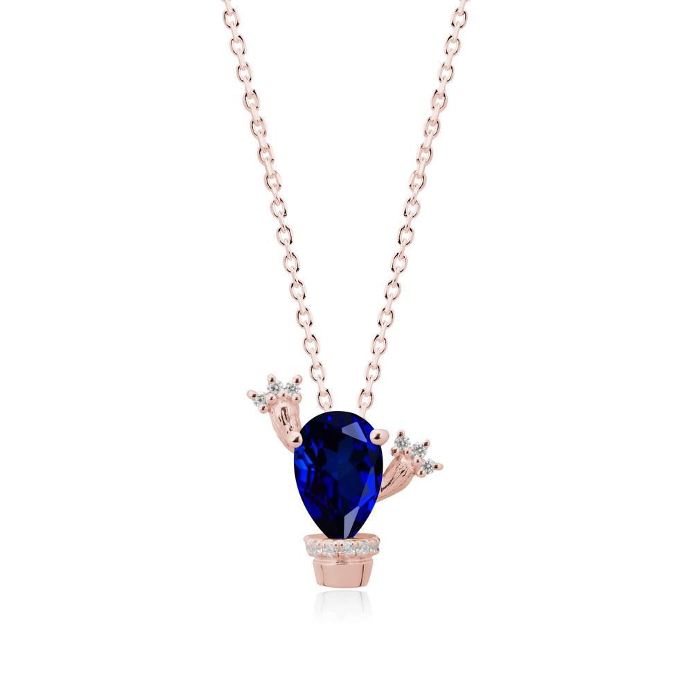 Pear Shaped Sapphire Cactus Pendant - LUO Jewelry #metal_18k rose gold
