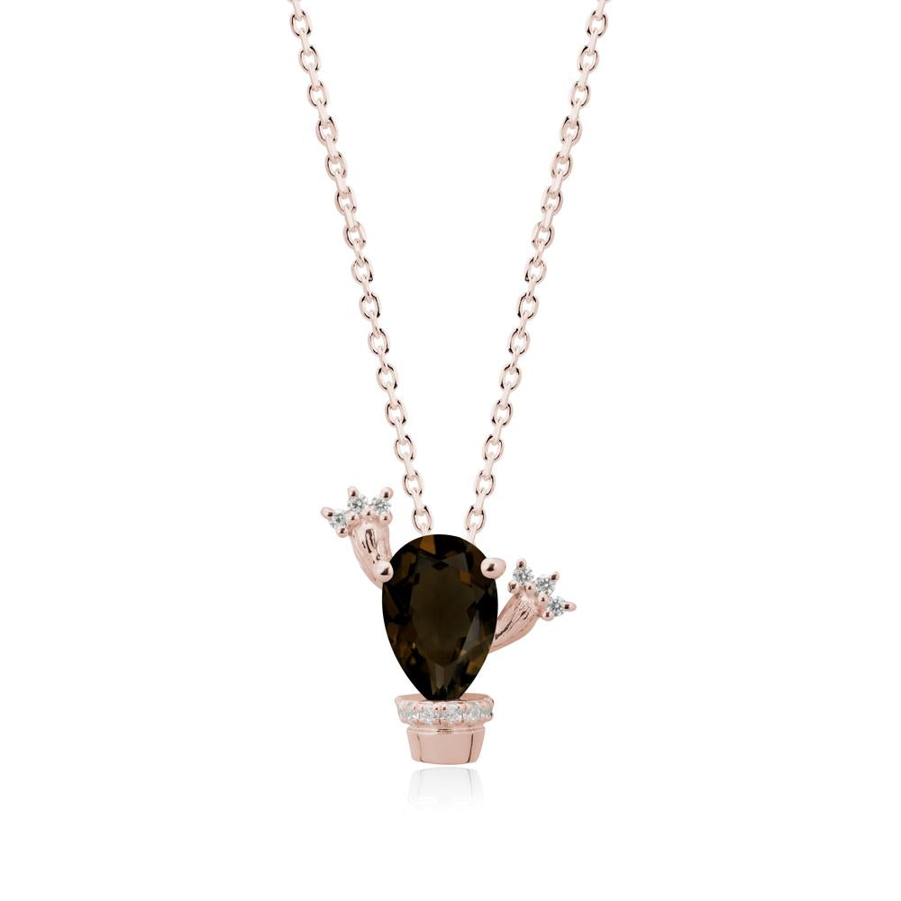 Unique Potted Plant Theme Smoky Quartz Pendant Necklace - LUO Jewelry #metal_14k rose gold