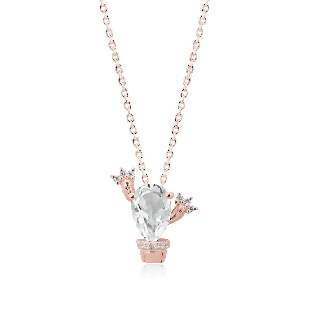 Unique Potted Plant Theme White Topaz Pendant Necklace - LUO Jewelry #metal_18k rose gold