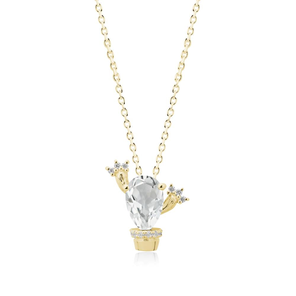 Unique Potted Plant Theme White Topaz Pendant Necklace - LUO Jewelry #metal_18k yellow gold