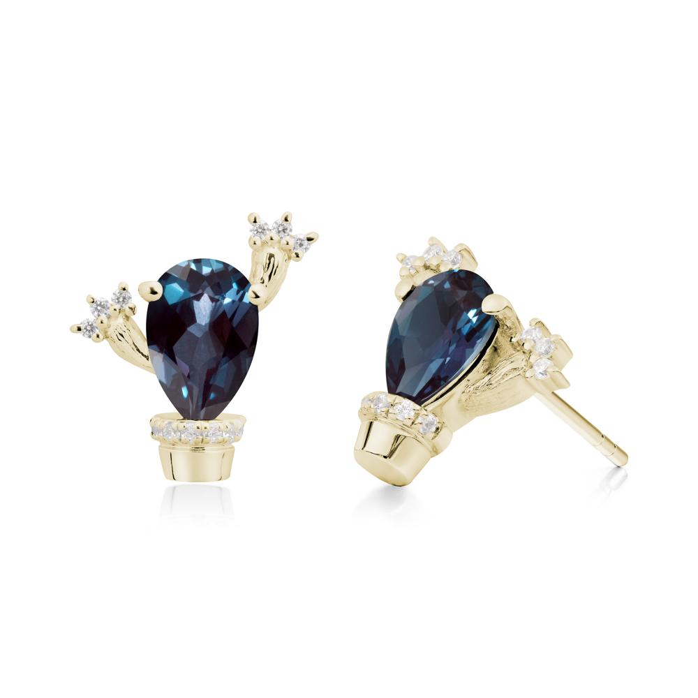 Unique Alexandrite Stud Earrings - LUO Jewelry #metal_14k yellow gold
