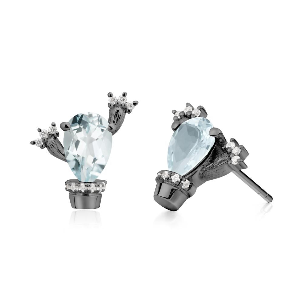 Unique Aquamarine Stud Earrings - LUO Jewelry #metal_black finish sterling silver