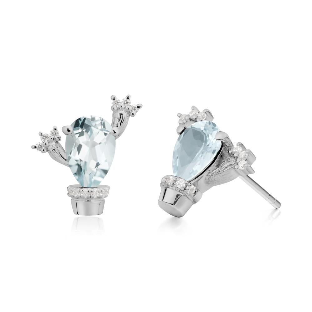 Unique Aquamarine Stud Earrings - LUO Jewelry #metal_platinum