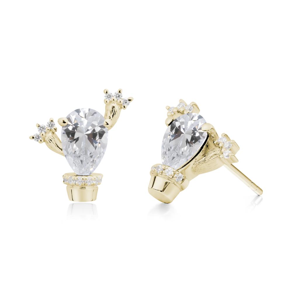 Unique Cubic Zirconia Stud Earrings - LUO Jewelry #metal_14k yellow gold