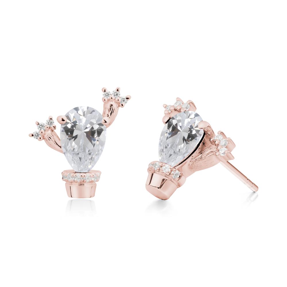 Unique Cubic Zirconia Stud Earrings - LUO Jewelry #metal_18k rose gold