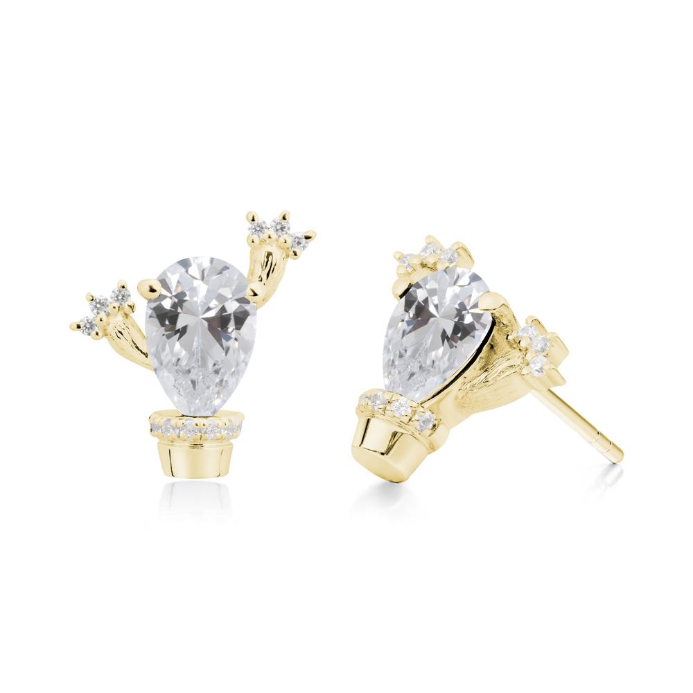 Unique Cubic Zirconia Stud Earrings - LUO Jewelry #metal_18k yellow gold