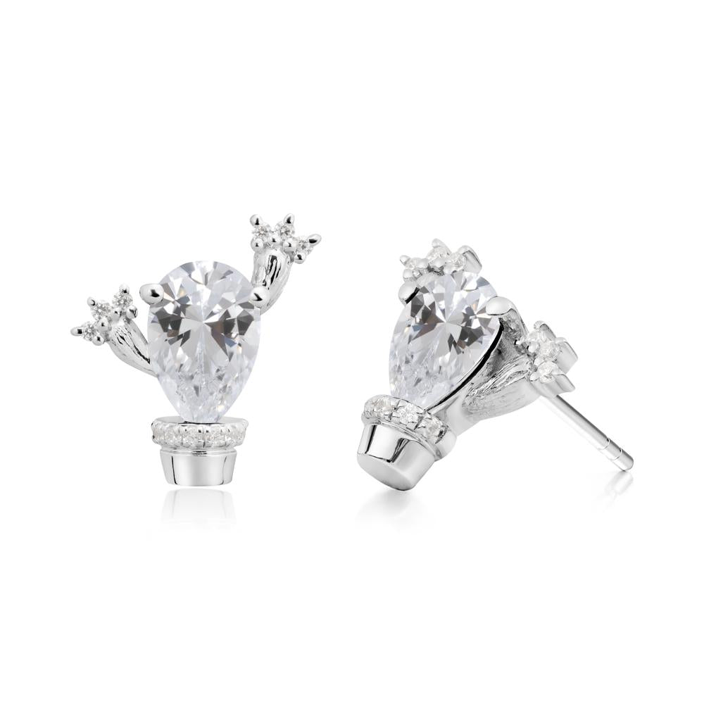 Unique Cubic Zirconia Stud Earrings - LUO Jewelry #metal_sterling silver