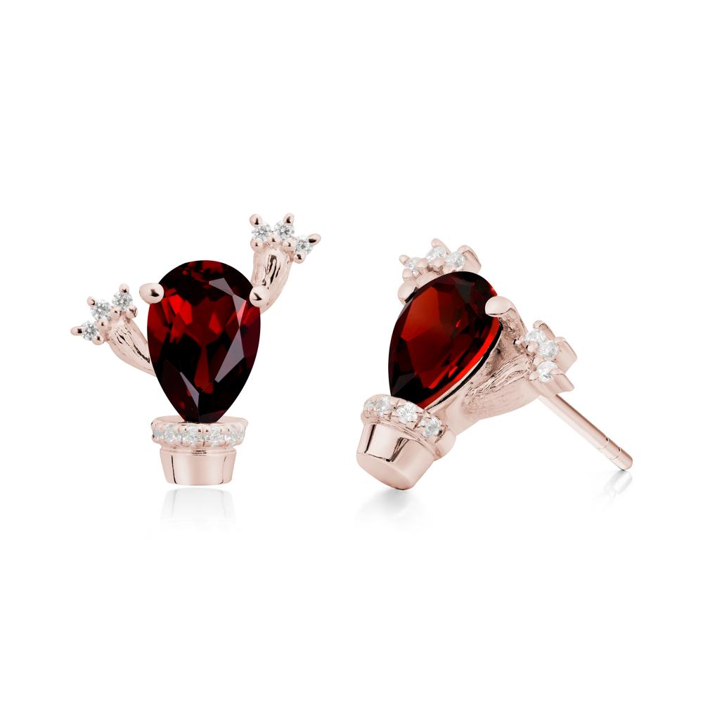 Unique Garnet Stud Earrings - LUO Jewelry #metal_14k rose gold
