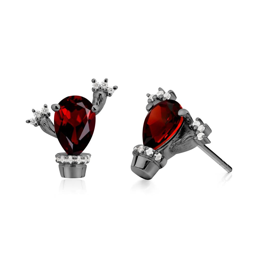 Unique Garnet Stud Earrings - LUO Jewelry #metal_black finish sterling silver