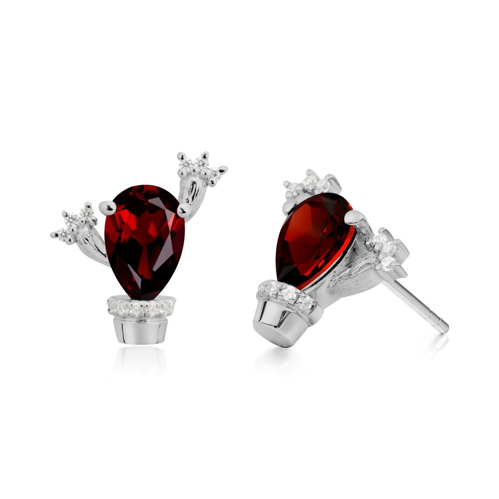 Unique Garnet Stud Earrings - LUO Jewelry #metal_platinum