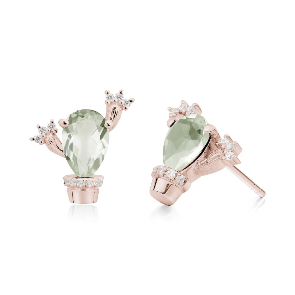 Unique Green Amethyst Stud Earrings - LUO Jewelry #metal_14k rose gold
