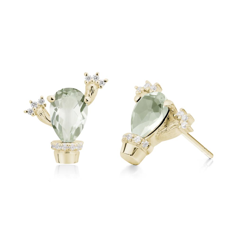 Unique Green Amethyst Stud Earrings - LUO Jewelry #metal_14k yellow gold