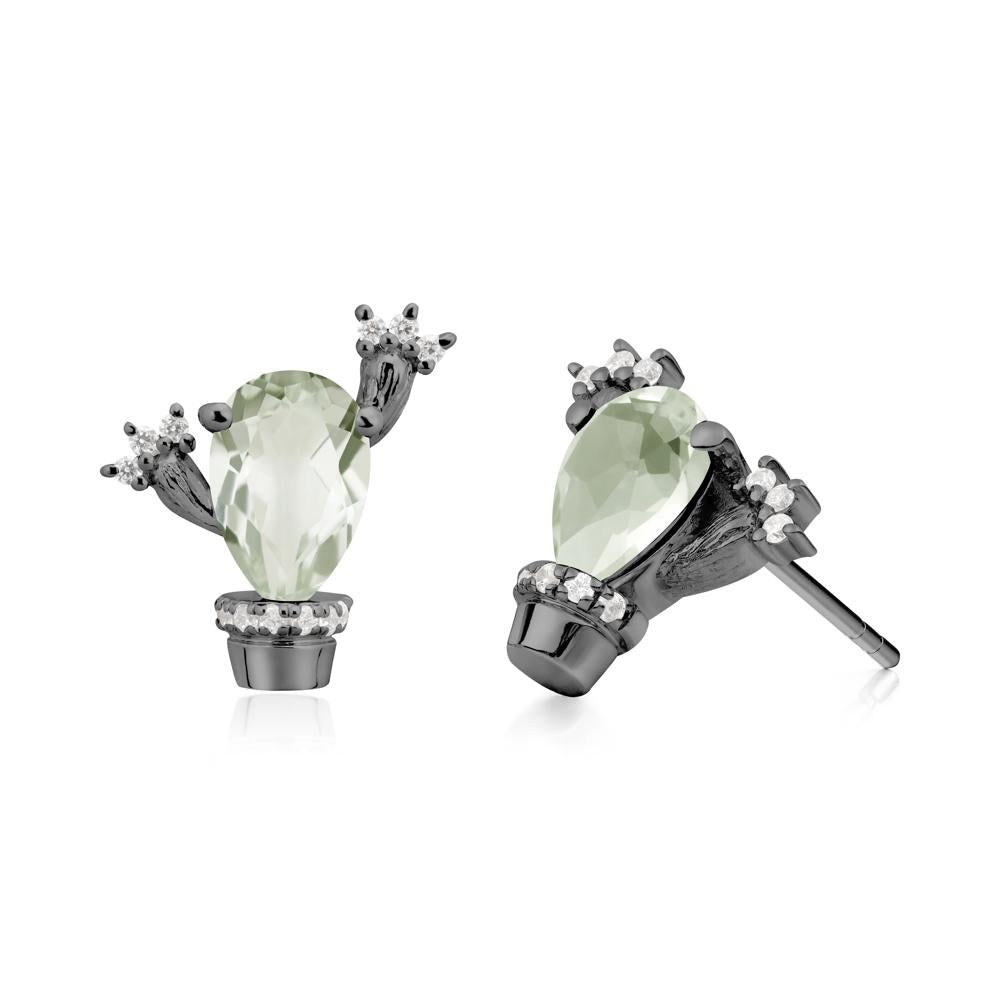 Unique Green Amethyst Stud Earrings - LUO Jewelry #metal_black finish sterling silver