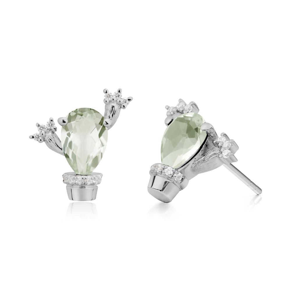 Unique Green Amethyst Stud Earrings - LUO Jewelry #metal_platinum