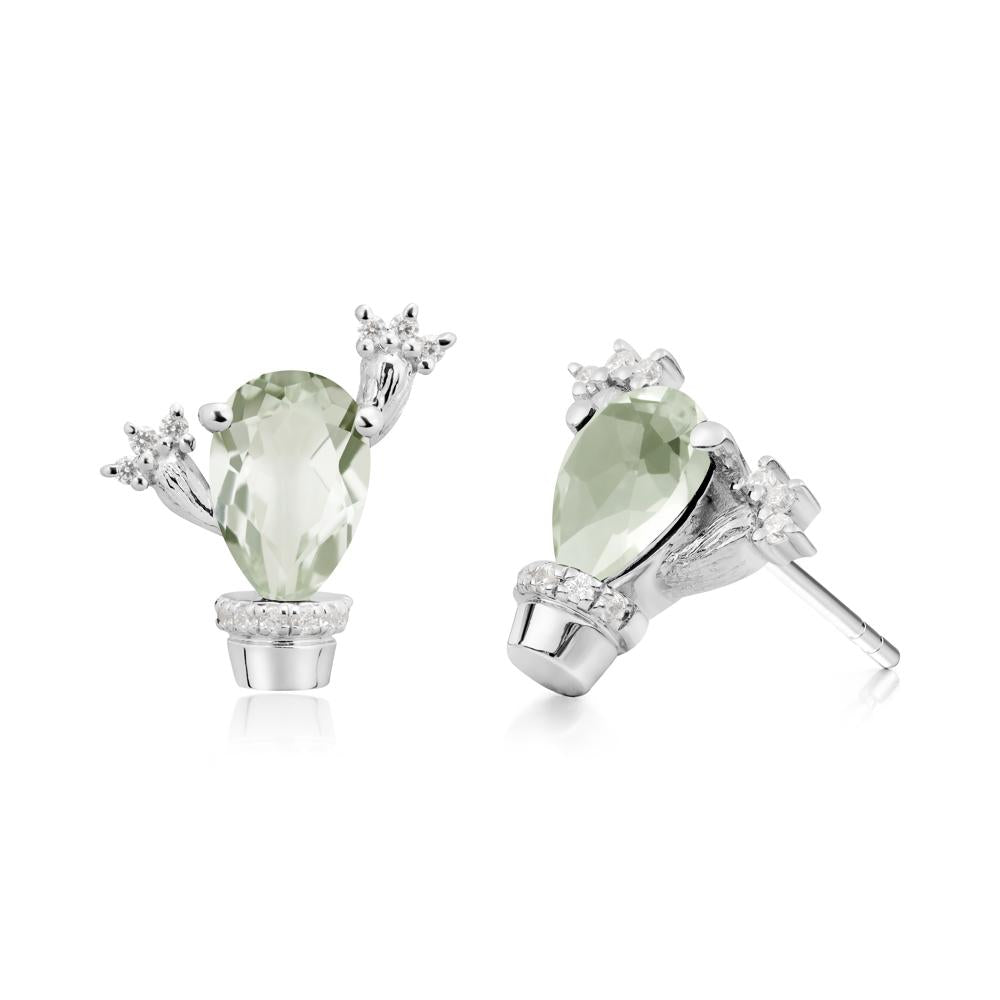 Unique Green Amethyst Stud Earrings - LUO Jewelry #metal_sterling silver