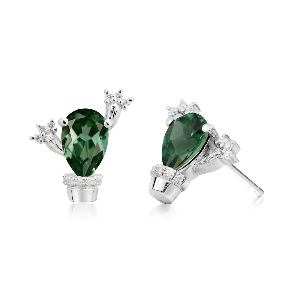Unique Green Sapphire Stud Earrings - LUO Jewelry #metal_14k white gold