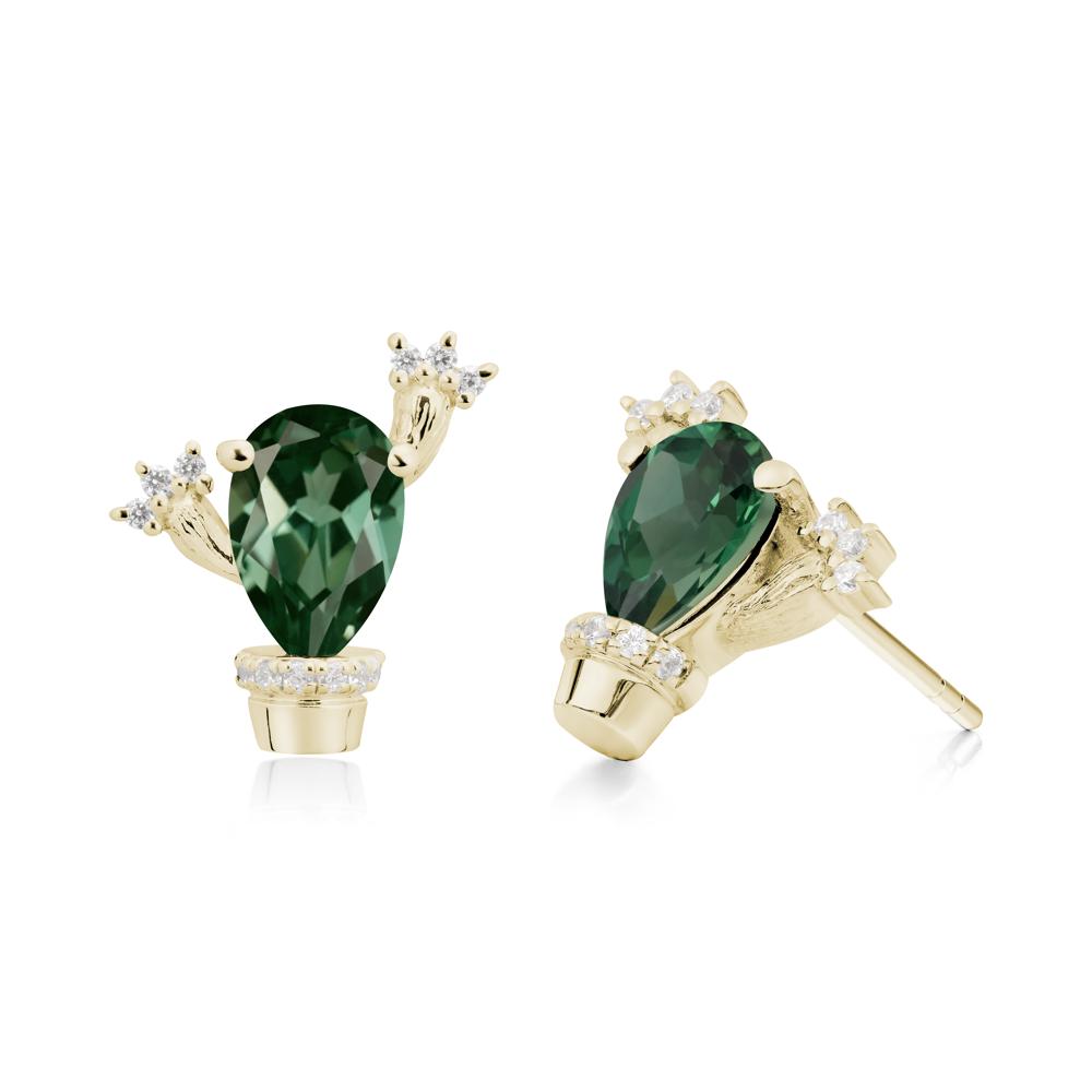 Unique Green Sapphire Stud Earrings - LUO Jewelry #metal_14k yellow gold