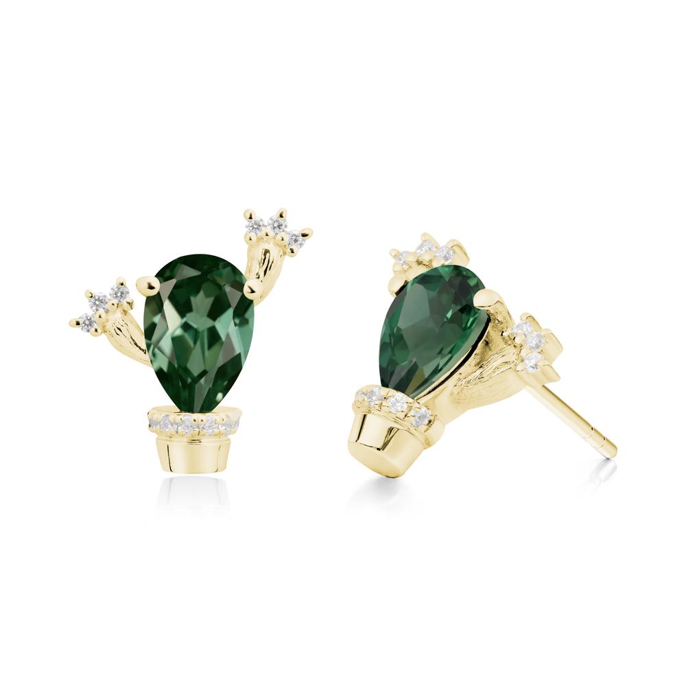 Unique Green Sapphire Stud Earrings - LUO Jewelry #metal_18k yellow gold