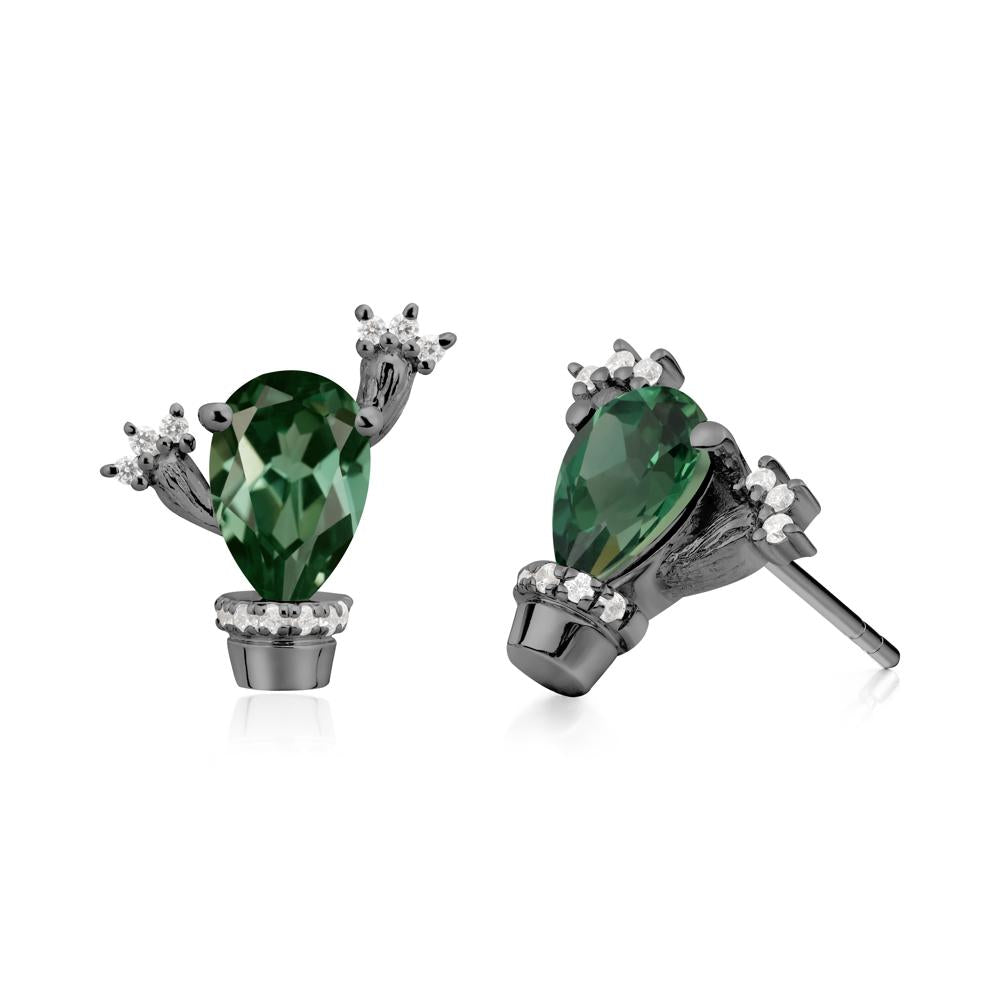 Unique Green Sapphire Stud Earrings - LUO Jewelry #metal_black finish sterling silver