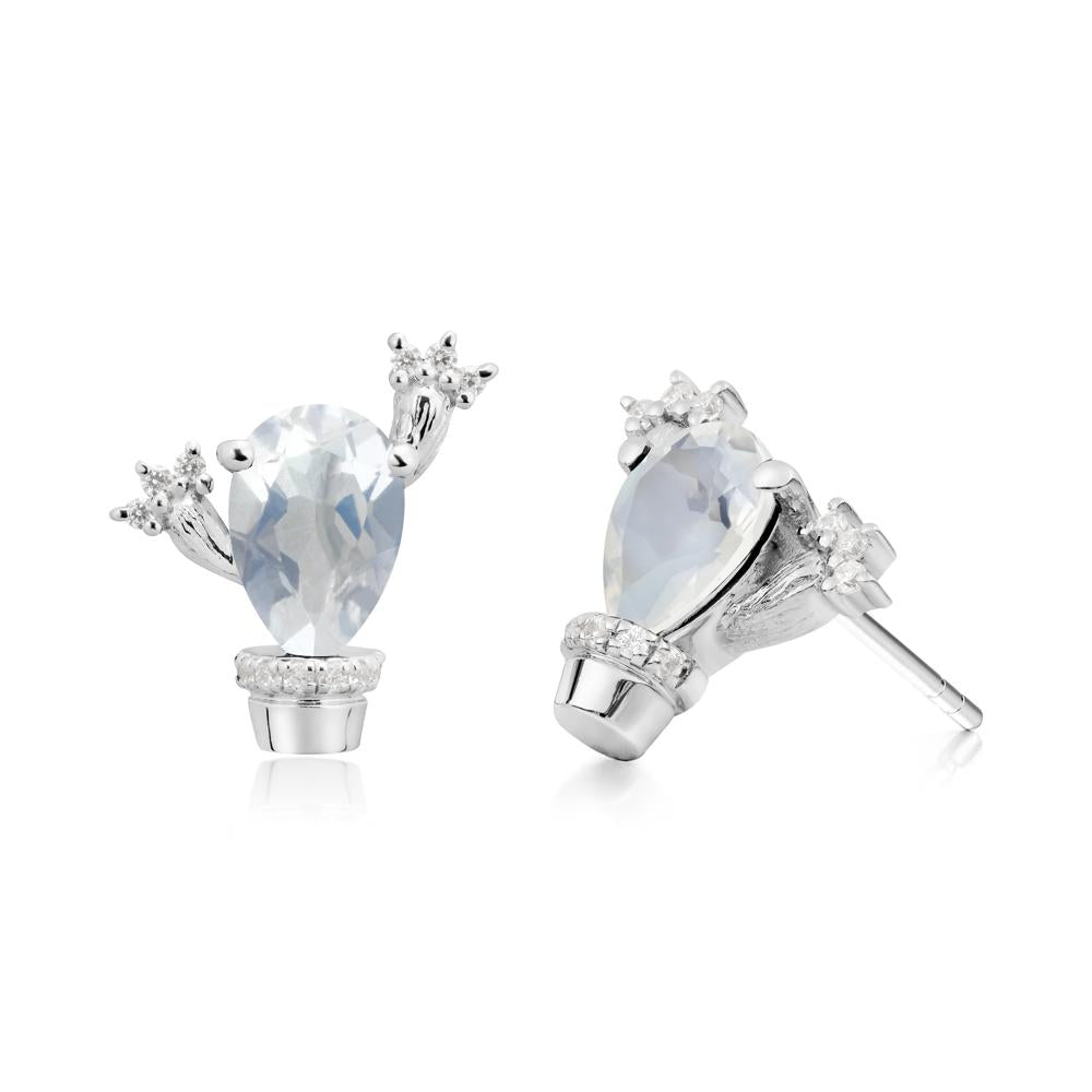 Unique Moonstone Stud Earrings - LUO Jewelry #metal_14k white gold
