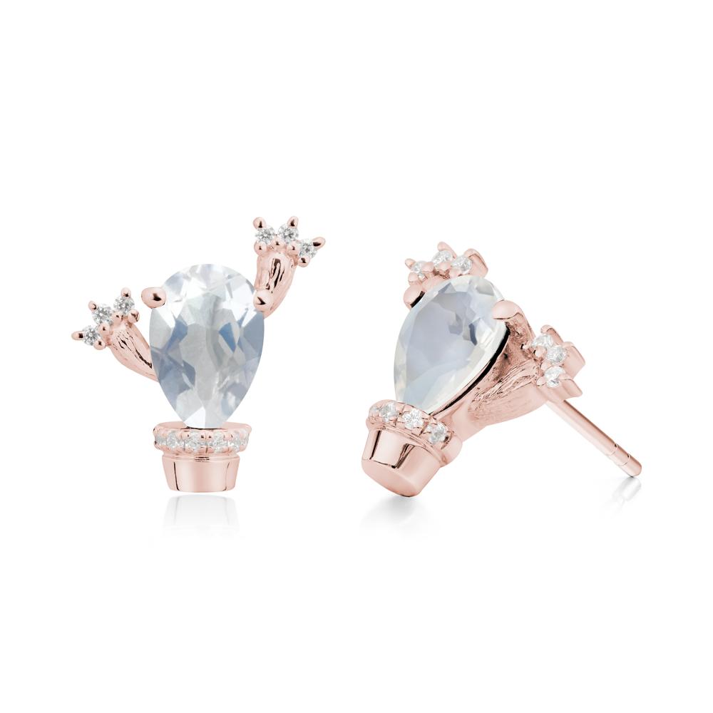 Unique Moonstone Stud Earrings - LUO Jewelry #metal_18k rose gold