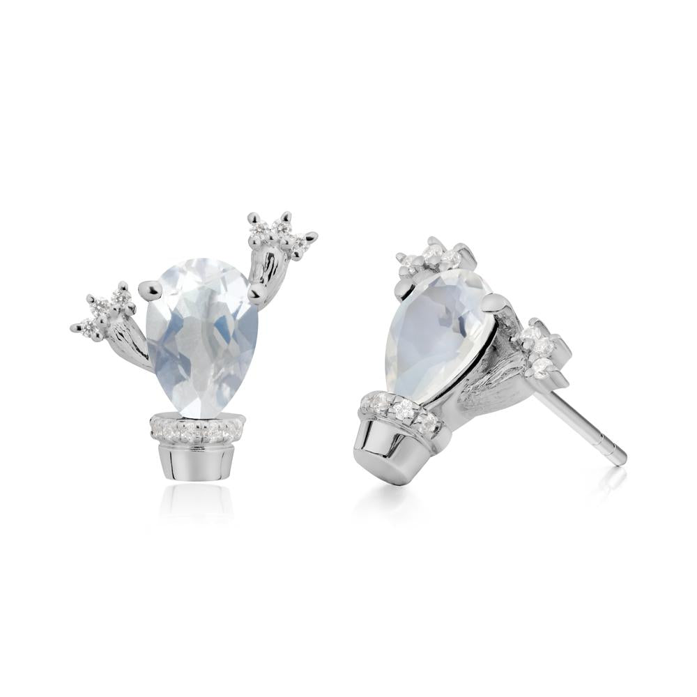 Unique Moonstone Stud Earrings - LUO Jewelry #metal_platinum