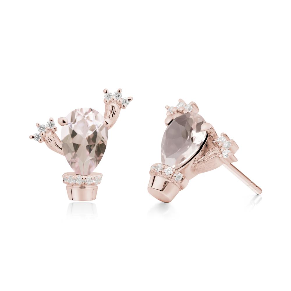 Unique Morganite Stud Earrings - LUO Jewelry #metal_14k rose gold