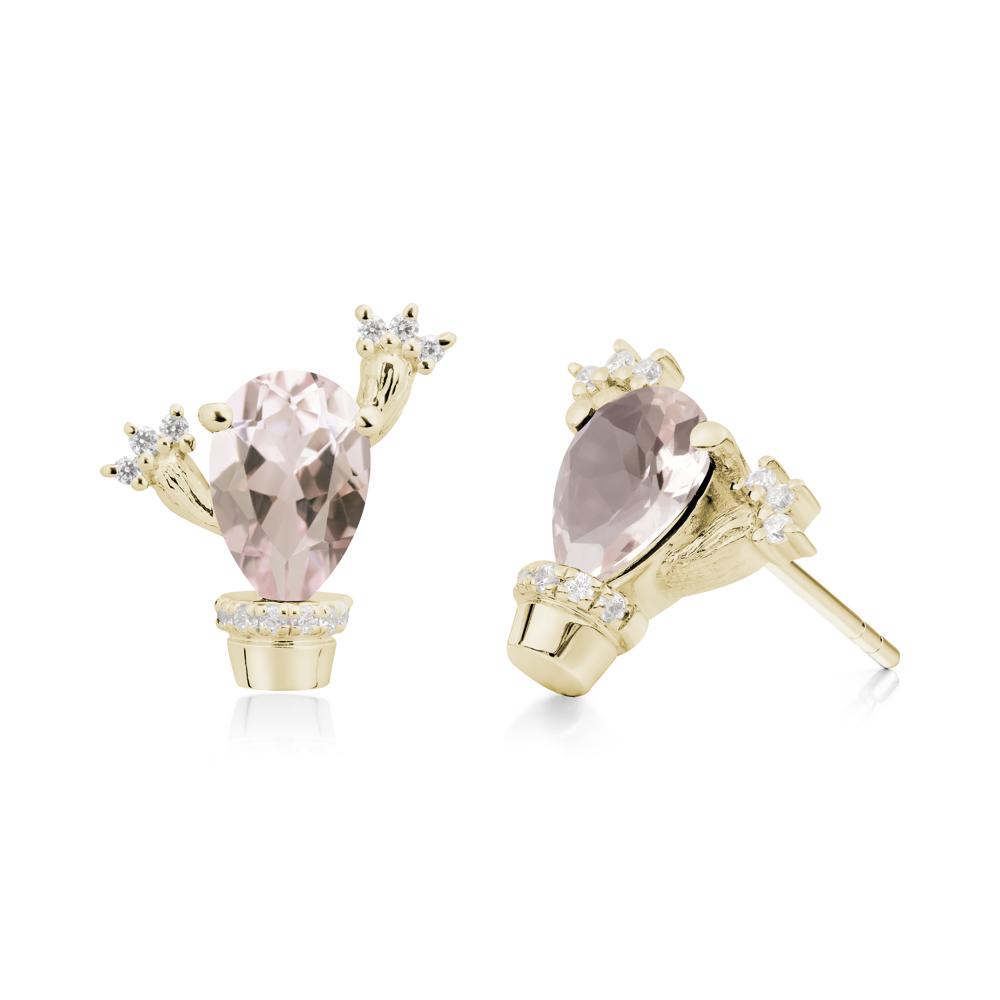 Unique Morganite Stud Earrings - LUO Jewelry #metal_14k yellow gold