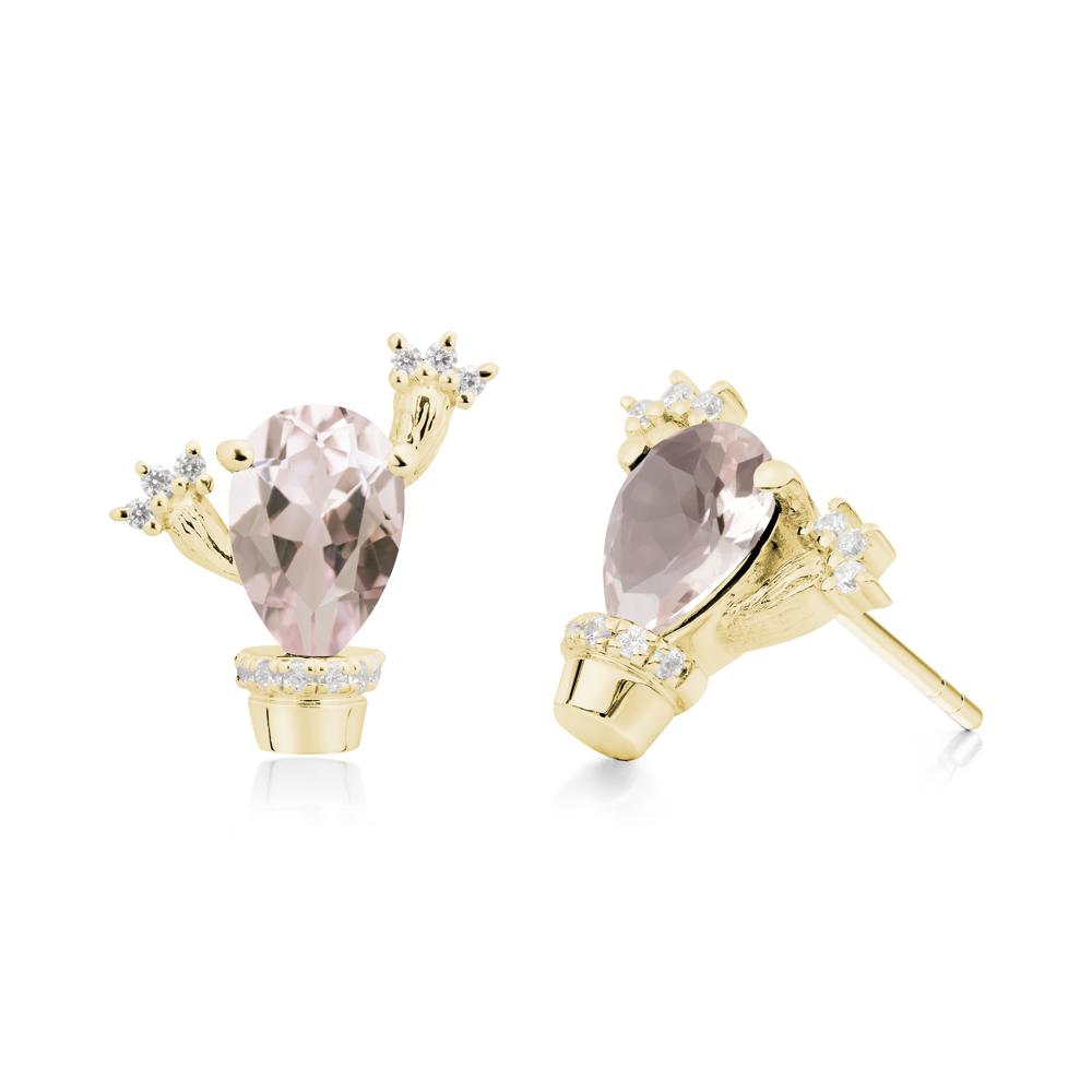 Unique Morganite Stud Earrings - LUO Jewelry #metal_18k yellow gold