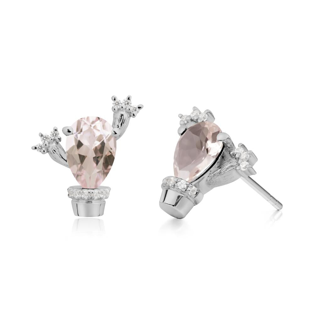Unique Morganite Stud Earrings - LUO Jewelry #metal_platinum