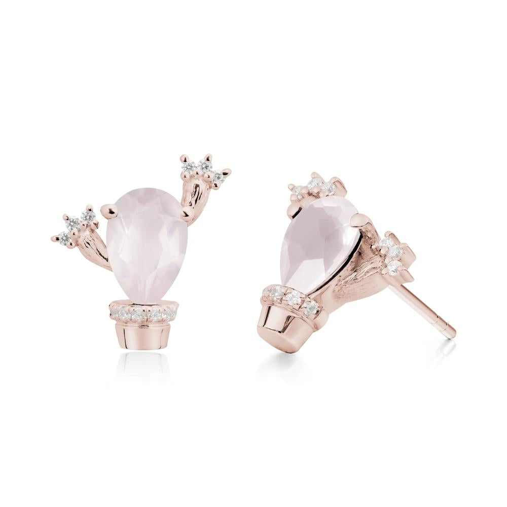 Unique Rose Quartz Stud Earrings - LUO Jewelry #metal_14k rose gold