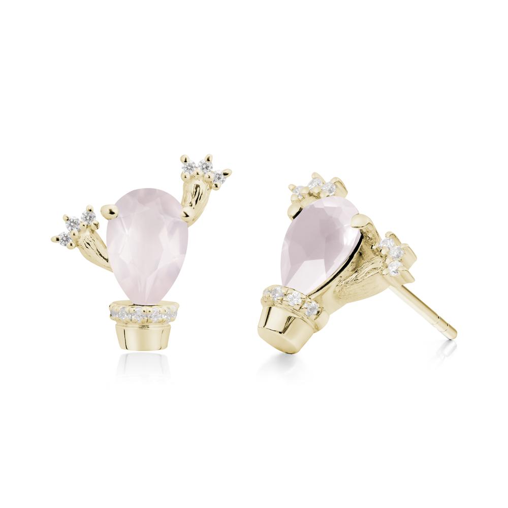 Unique Rose Quartz Stud Earrings - LUO Jewelry #metal_14k yellow gold