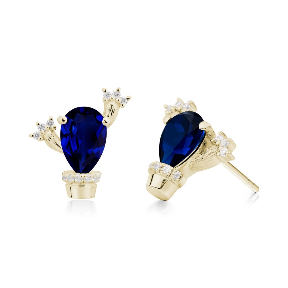 Unique Sapphire Stud Earrings - LUO Jewelry #metal_14k yellow gold