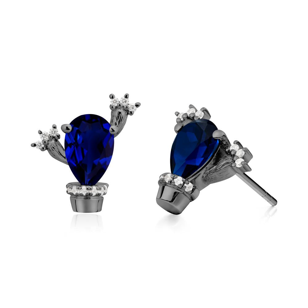 Unique Sapphire Stud Earrings - LUO Jewelry #metal_black finish sterling silver