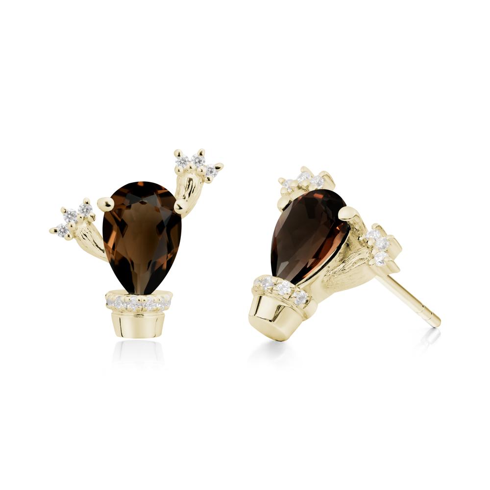 Unique Smoky Quartz Stud Earrings - LUO Jewelry #metal_14k yellow gold