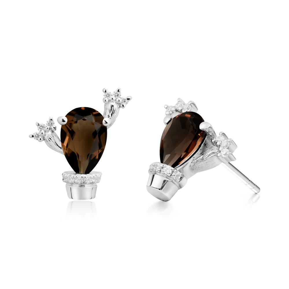 Unique Smoky Quartz Stud Earrings - LUO Jewelry #metal_18k white gold