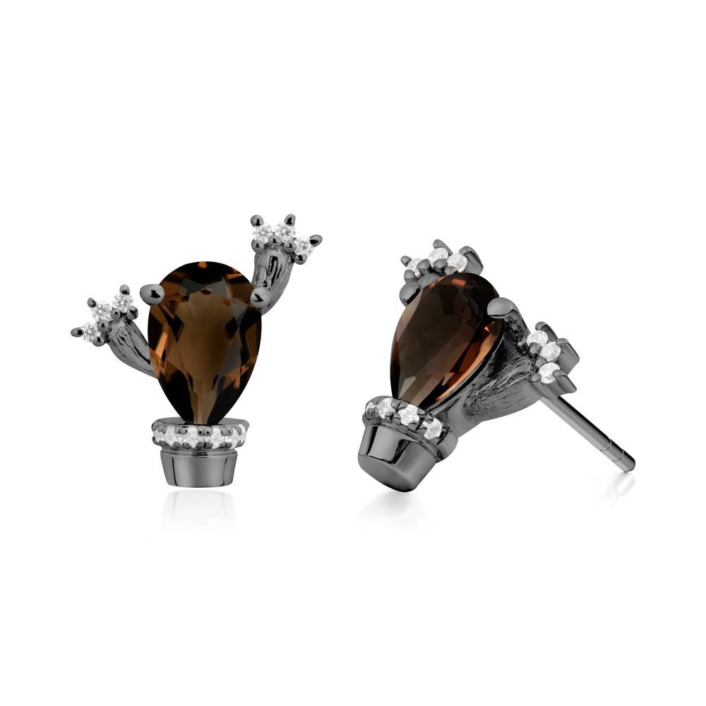 Unique Smoky Quartz Stud Earrings - LUO Jewelry #metal_black finish sterling silver