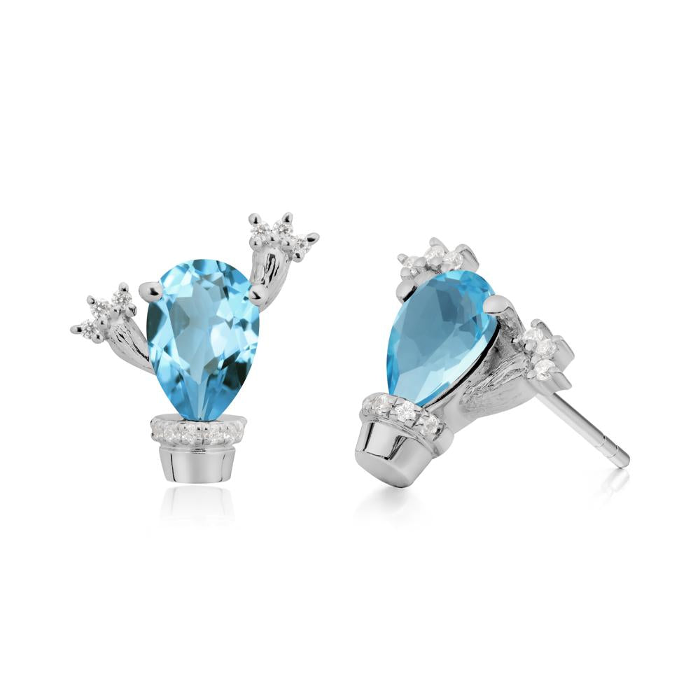 Unique Swiss Blue Topaz Stud Earrings - LUO Jewelry #metal_platinum