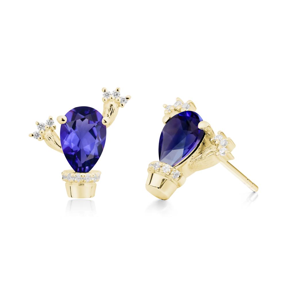Unique Tanzanite Stud Earrings - LUO Jewelry #metal_18k yellow gold
