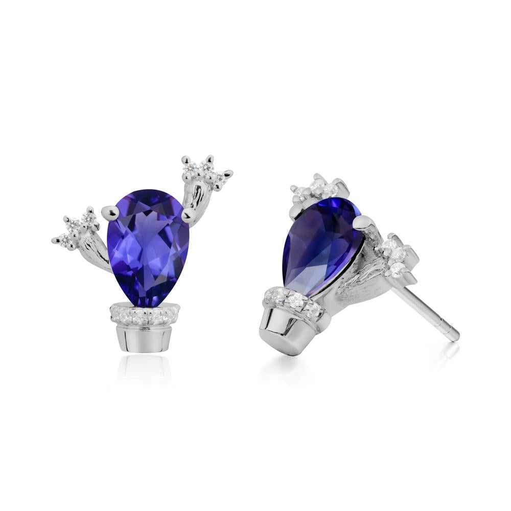 Unique Tanzanite Stud Earrings - LUO Jewelry #metal_platinum