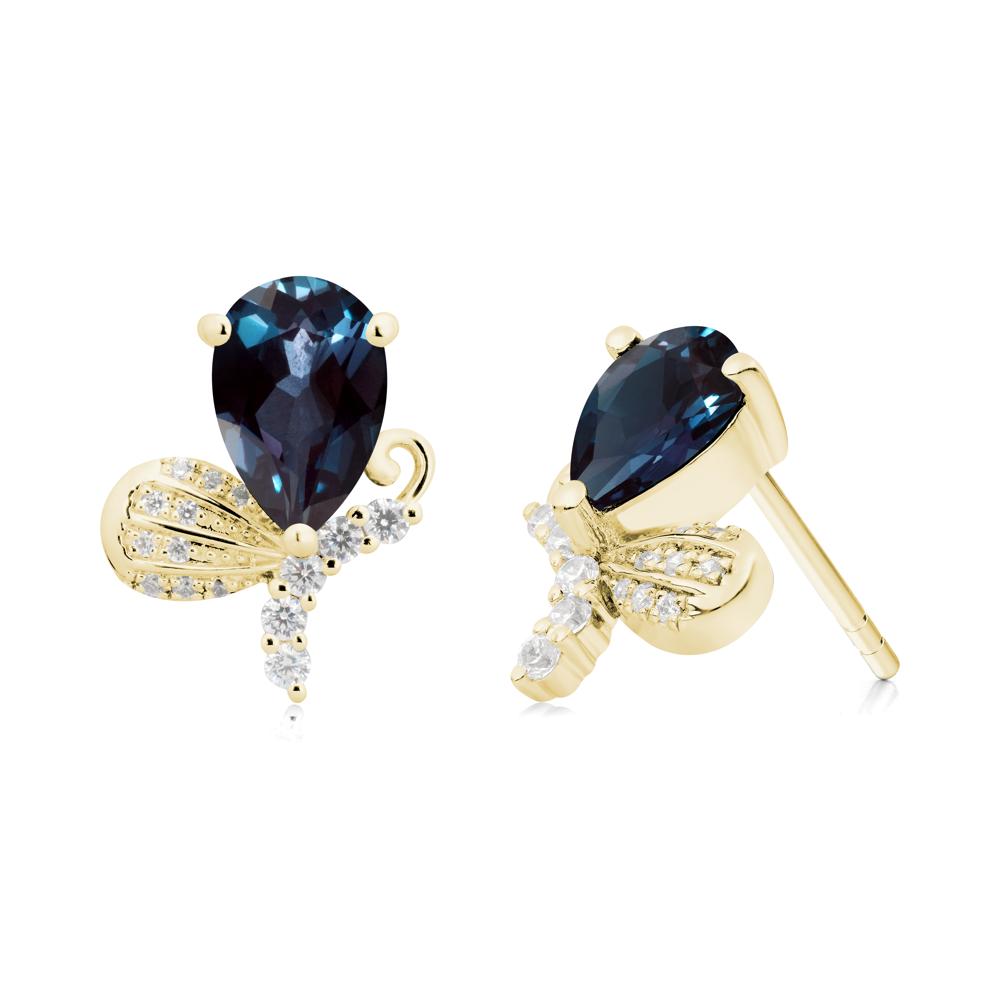 Butterfly Inspired Tear Shaped Alexandrite Earrings - LUO Jewelry #metal_18k yellow gold
