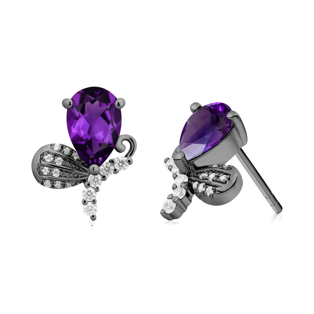 Sparkling Wing Amethyst Butterfly Earrings - LUO Jewelry #metal_black finish sterling silver