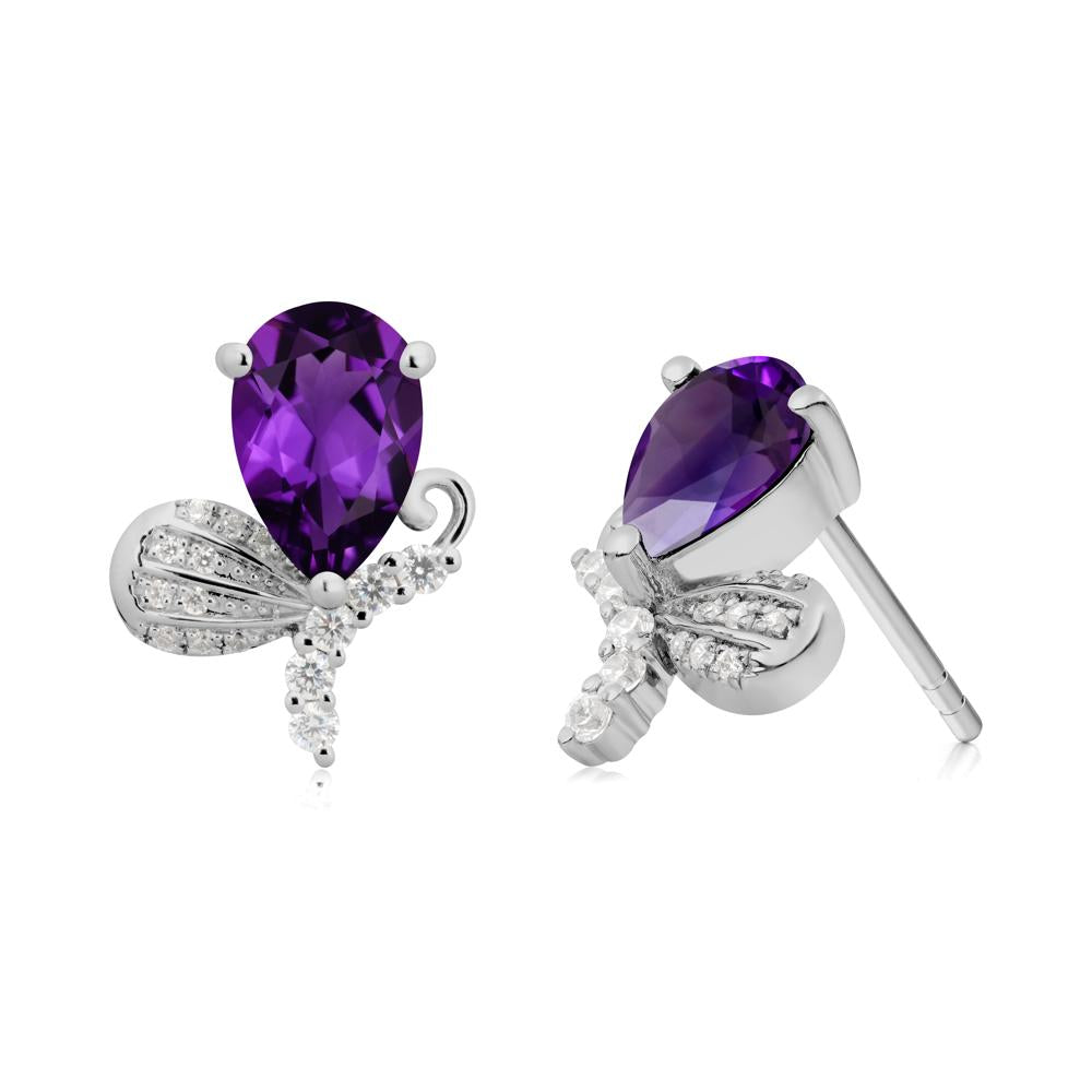Sparkling Wing Amethyst Butterfly Earrings - LUO Jewelry #metal_platinum
