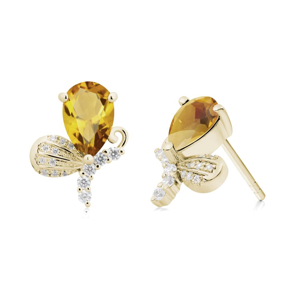 Butterfly Inspired Tear Shaped Citrine Earrings - LUO Jewelry #metal_14k yellow gold